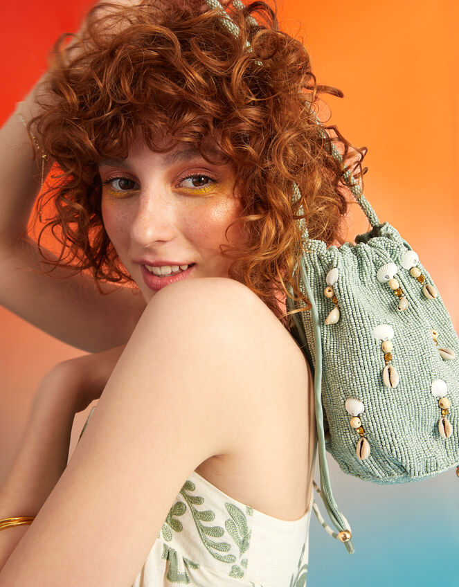 Shell Hand-Beaded Duffle Bag, , large