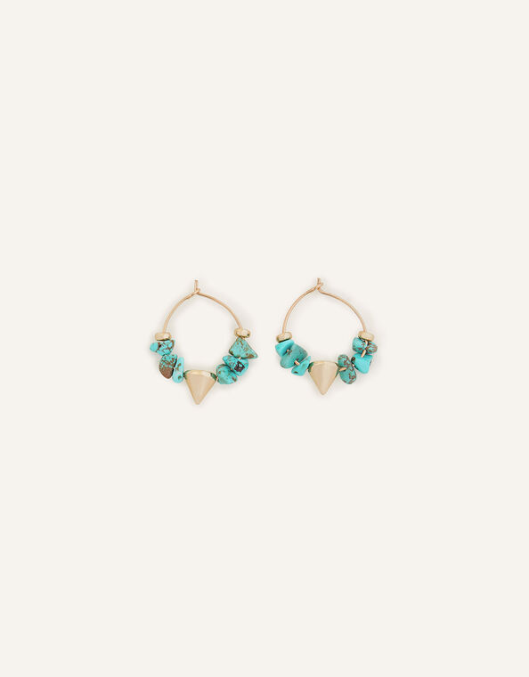 Mini Semi-Precious Turquoise Hoop Earrings, , large