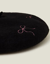 Bow Stitch Wool Beret, , large