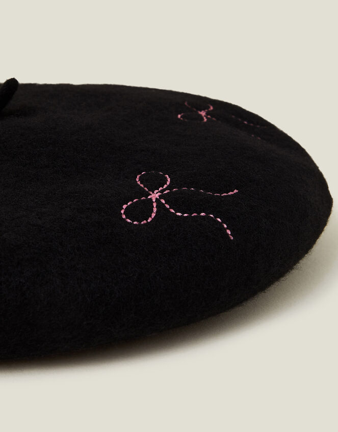 Bow Stitch Wool Beret, , large