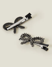 2-Pack Embellished Bow Hair Clips, , large