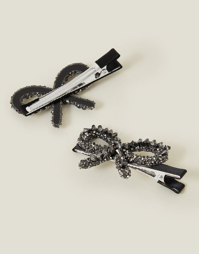 2-Pack Embellished Bow Hair Clips, , large