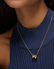 Stainless Steel Double Bead Pendant Necklace, , large