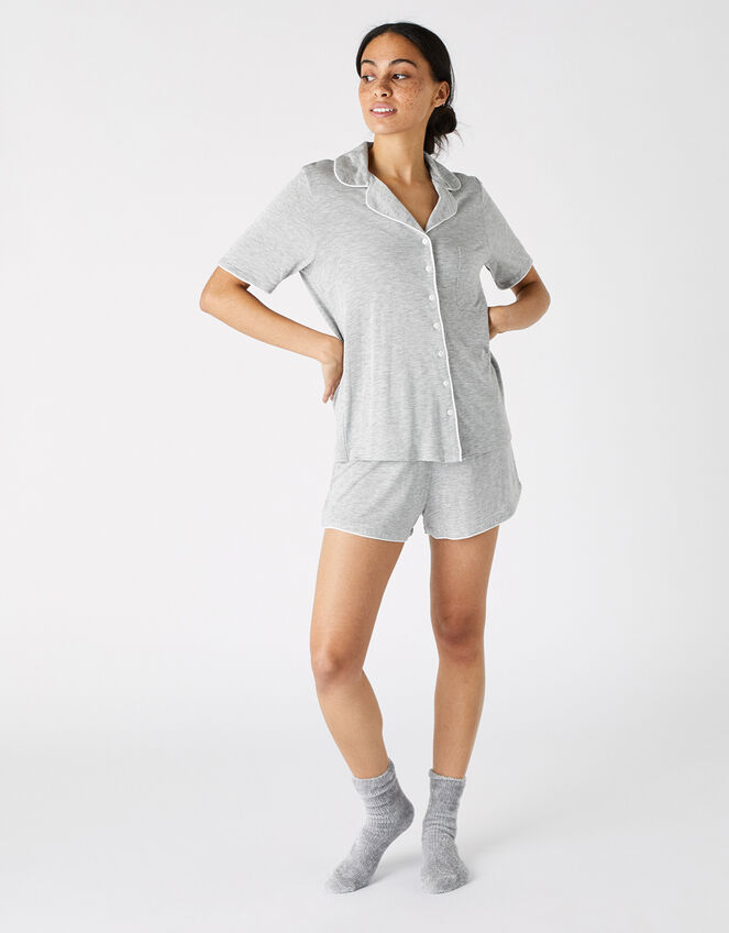 Jersey Shirt and Shorts Pyjama Set, Grey (GREY), large