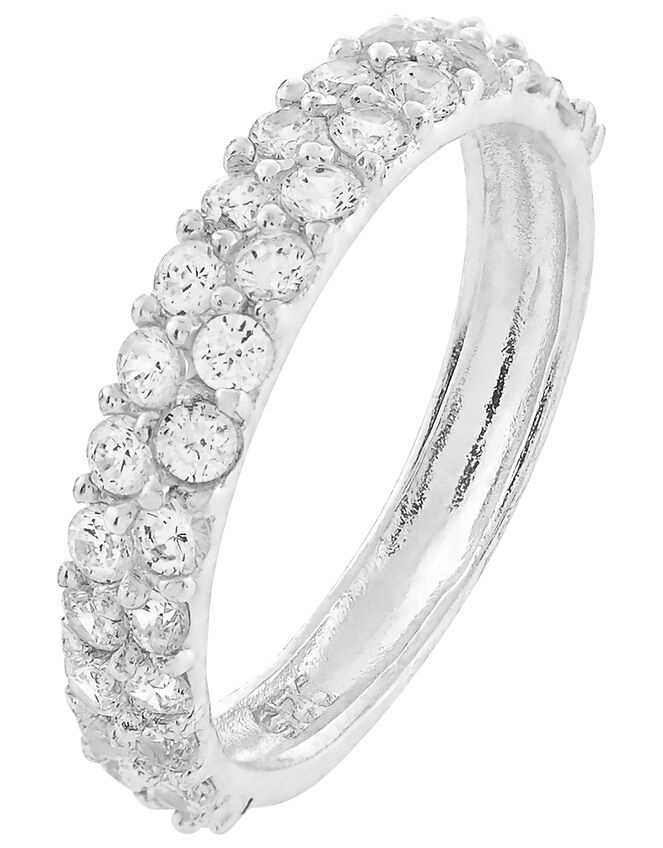 Sterling Silver Crystal Band Ring, St Crystal, large