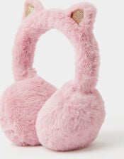 Girls Fluffy Cat Ears Earmuffs, , large
