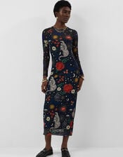 Celestial Print Mesh Midi Skirt, Multi (MULTI), large