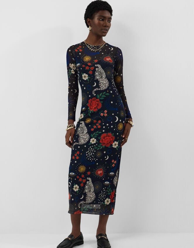 Celestial Print Mesh Midi Skirt, Multi (MULTI), large