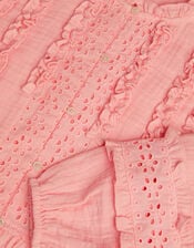 Girls Broderie Ruffle Top, Pink (PINK), large