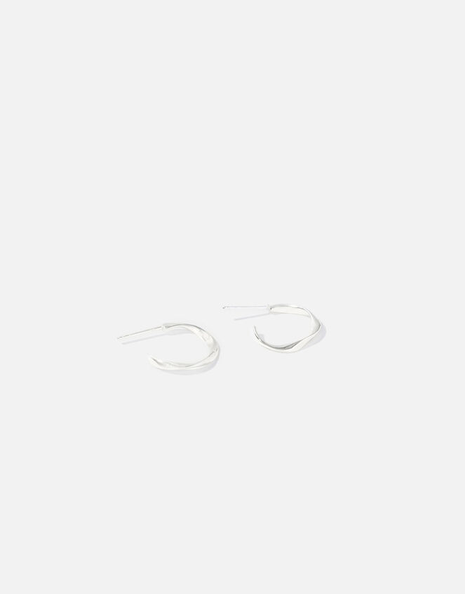 Sterling Silver Twist Hoops, , large