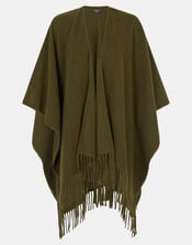 Fringe Knit Poncho, , large