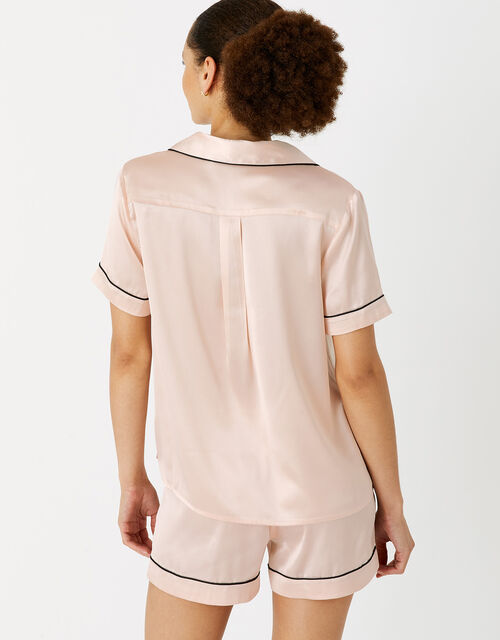 Satin Shirt and Shorts PJ Set, Pink (PALE PINK), large