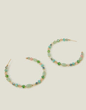 Large Beaded Hoop Earrings, , large