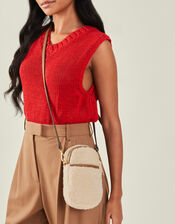 Faux Shearling Cross-Body Phone Bag, , large