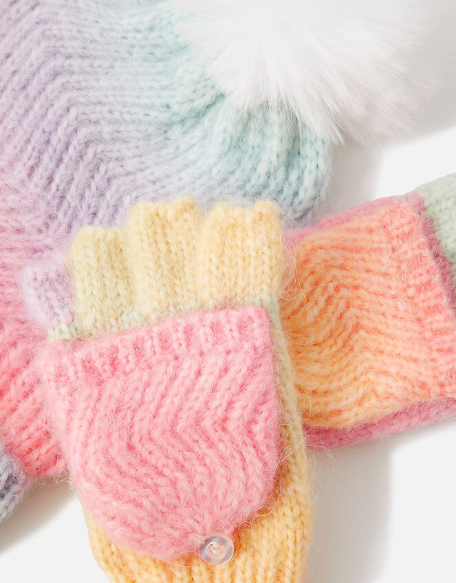 Girls Rainbow Space Dye Hat and Glove Set, Multi (PASTEL-MULTI), large