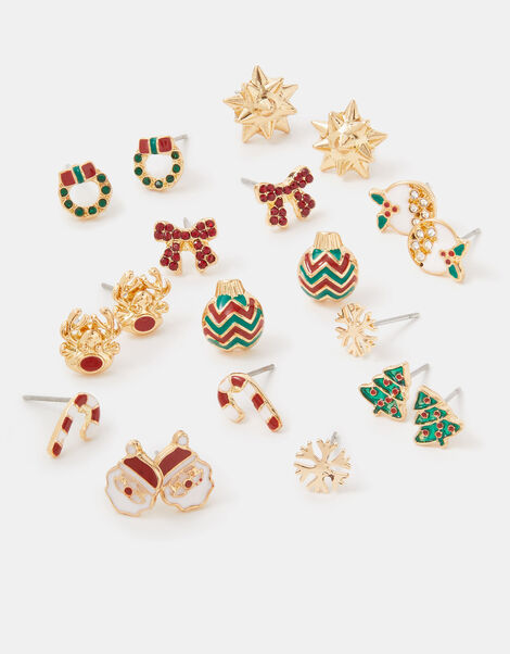 10-Pack Christmas Stud Earrings, , large