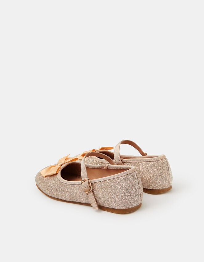 Girls Bow Glitter Ballet Flats, Gold (GOLD), large