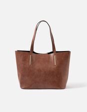 Relaxed Faux Reptile Shoulder Bag, Tan (TAN), large