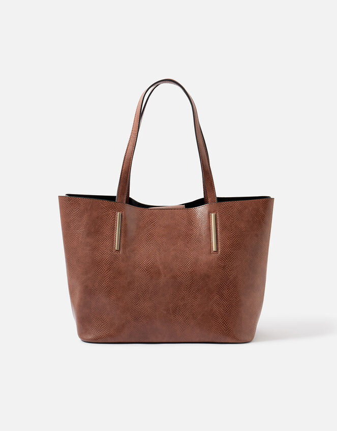 Relaxed Faux Reptile Shoulder Bag, Tan (TAN), large