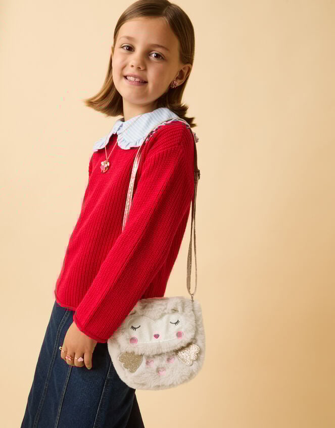 Girls Owl Crossbody Bag, , large