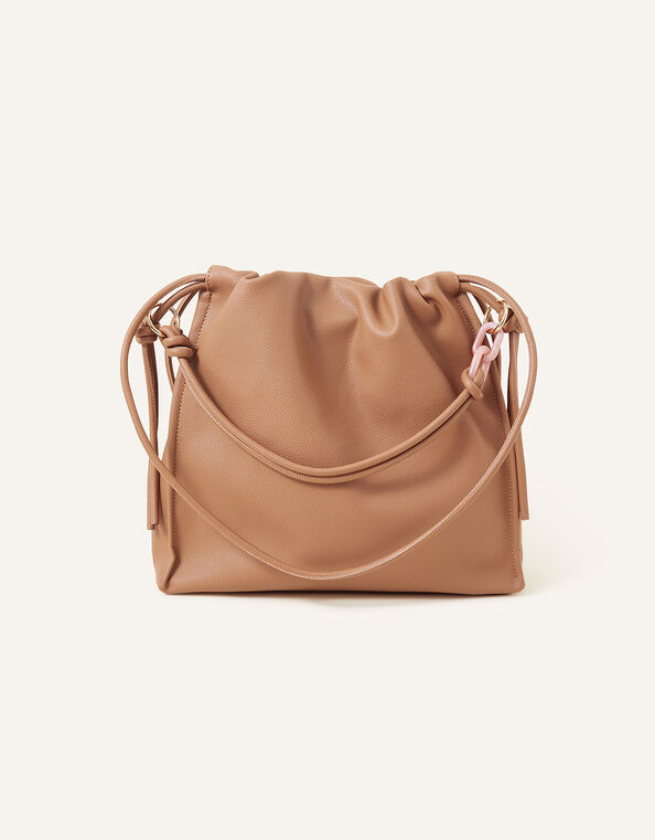 Ruched Large Shoulder Bag, , large