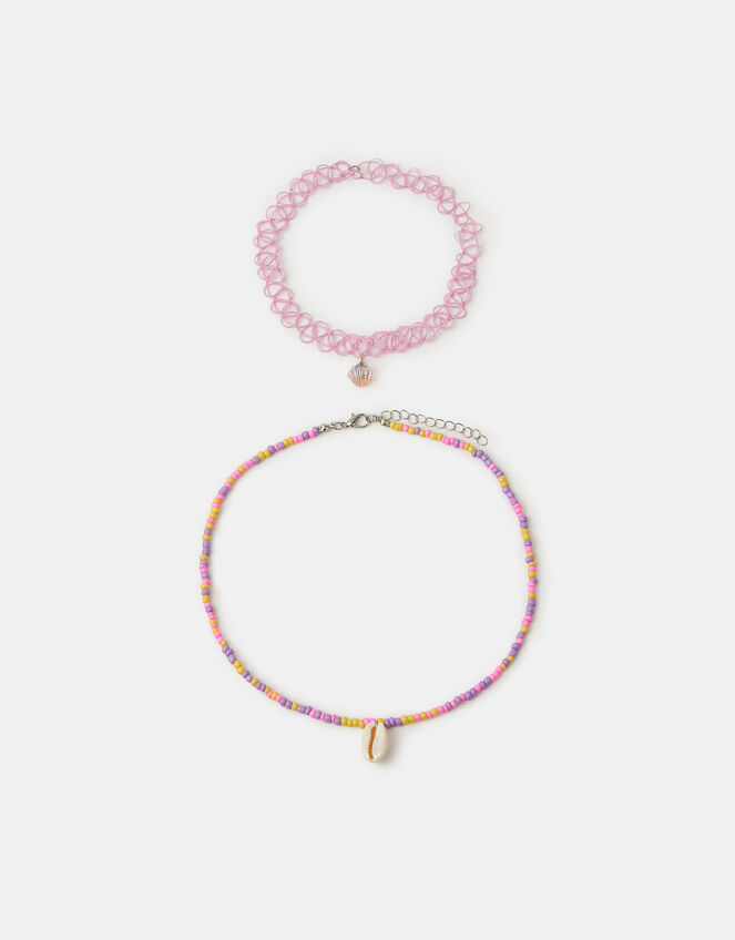 Girls Shell Necklace & Choker Set, , large