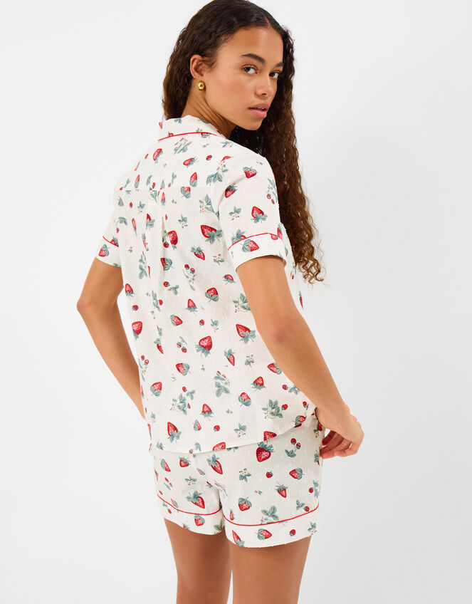 Strawberry Print Short Pyjamas Set, Ivory (IVORY), large