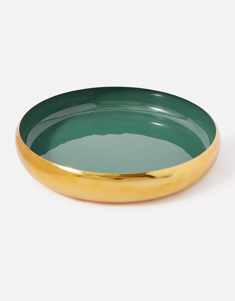 Large Round Enamel Dish Tray Green, Green (GREEN), large
