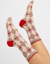 Argyle Heart Socks, , large