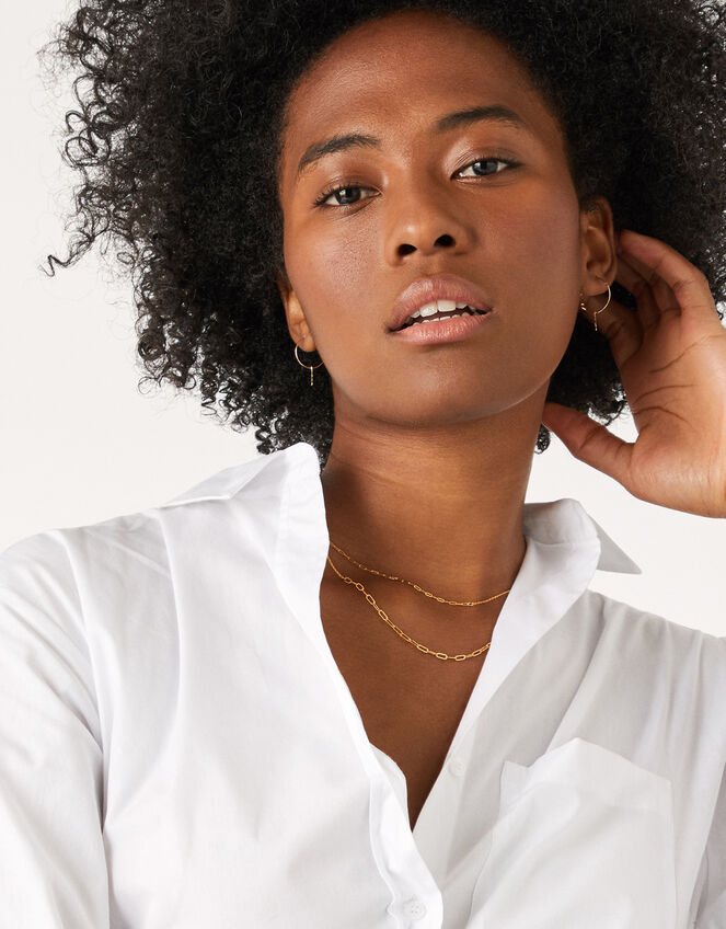 Gold-Plated Layered Chain Necklace, , large