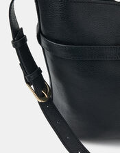 Leather Bucket Crossbody Bag, , large