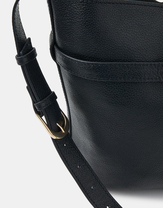 Leather Bucket Crossbody Bag, , large