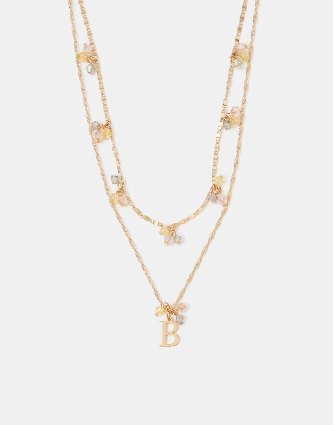 2-Pack Initial Cluster Pendant Necklaces, Gold (GOLD), large