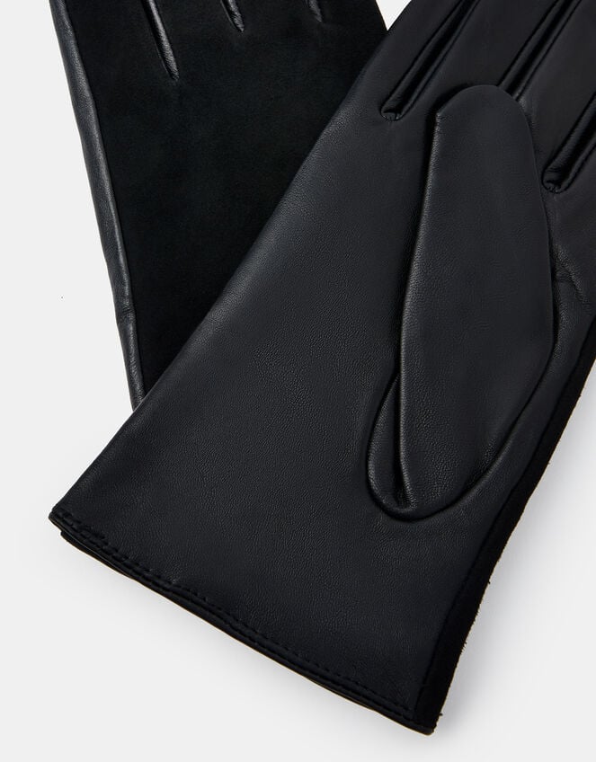 Faux Suede Leather Gloves, Black (BLACK), large