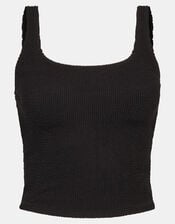 Crinkle Textured Tankini Top, Black (BLACK), large