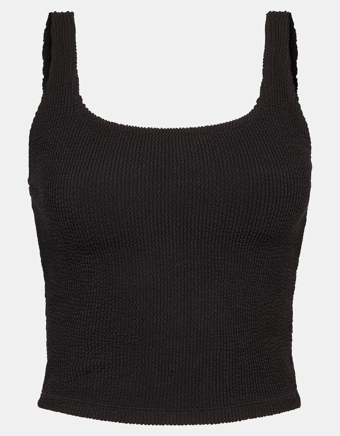Crinkle Textured Tankini Top, Black (BLACK), large