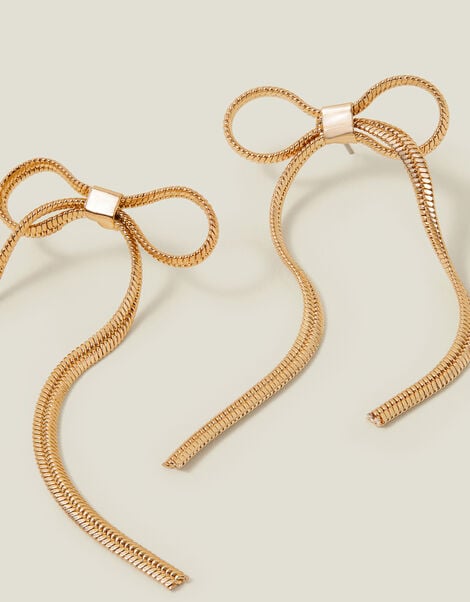 Snake Chain Bow Earrings, , large