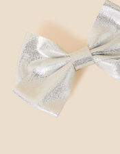 Kids Sparkle Bow Barrette Clip, Silver (SILVER), large