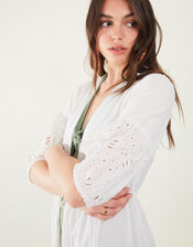 Mixed Shell Broderie Maxi Kimono, White (WHITE), large