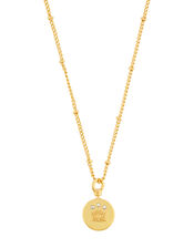 Gold-Plated Lotus Flower Pendant Necklace, , large