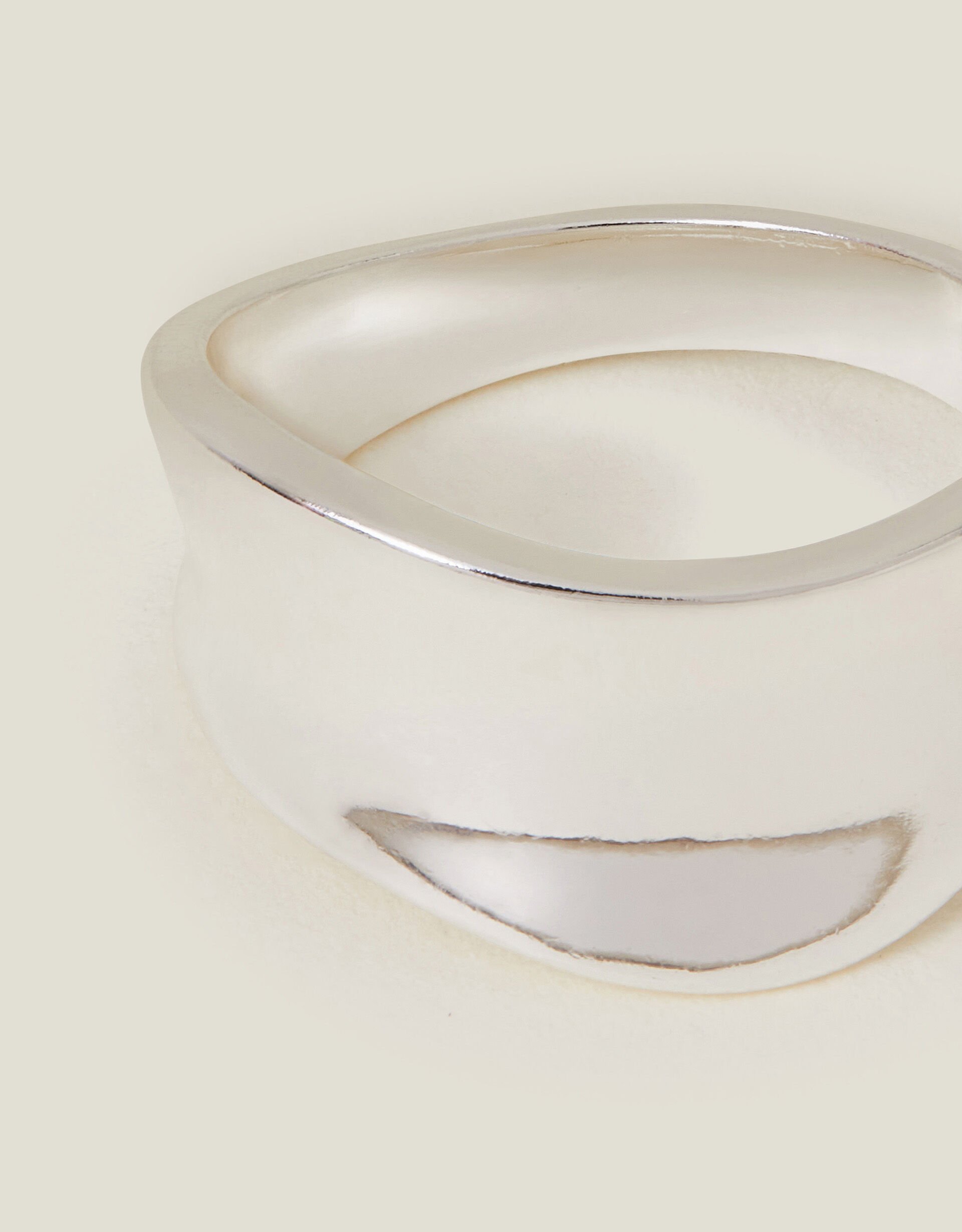 accessorize Sterling Silver-Plated Chunky Wave Ring Silver
