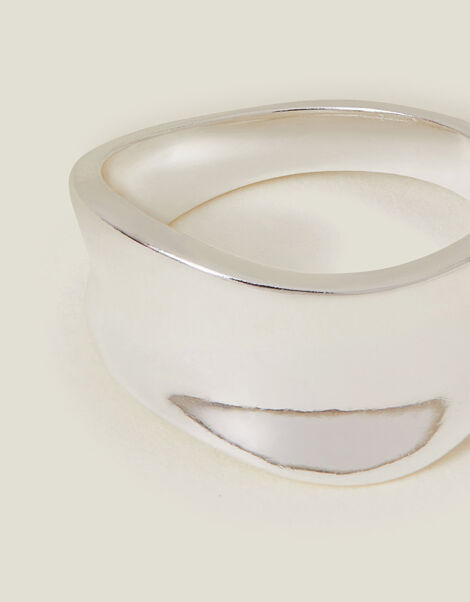 Sterling Silver-Plated Chunky Wave Ring, Silver (ST SILVER), large