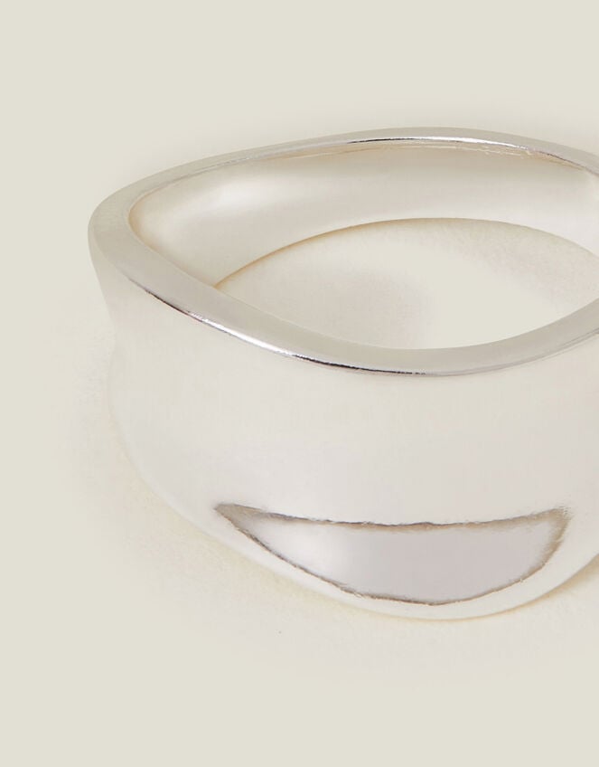 Sterling Silver-Plated Chunky Wave Ring, Silver (ST SILVER), large