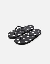 Spot Print Flip Flops , Black (BLACK), large