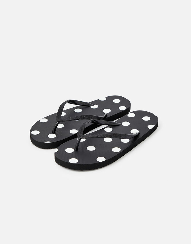 Spot Print Flip Flops , Black (BLACK), large