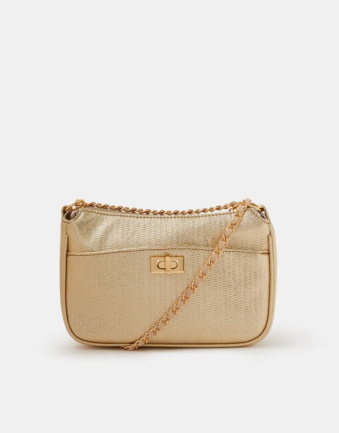 Metallic Chain Strap Crossbody Bag, , large