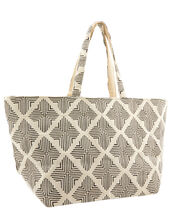 Geo Woven Beach Tote Bag, , large