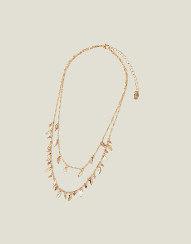 Layered Leaf Necklace, , large