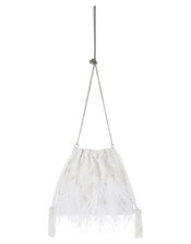 Bead and Feather Bridal Pouch Bag, , large