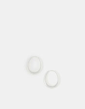 Sterling Silver-Plated Chunky Oval Hoops, , large